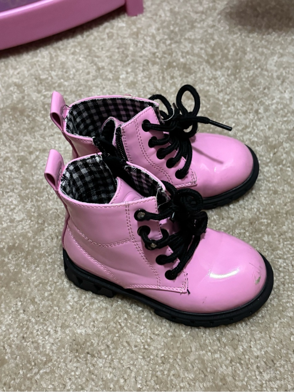 Kids Pink Lace-Up Combat Boots - Stylish Everyday Shoes